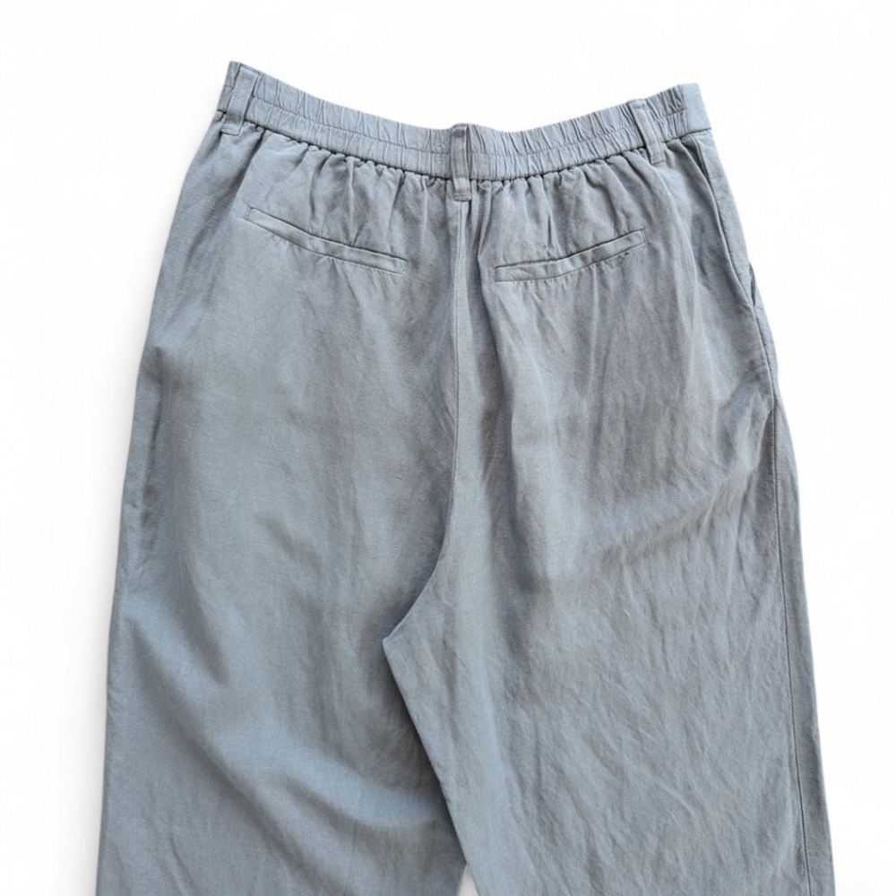 Madewell Pleated Linen Blend High Waist Tailored Tapered Pant Sz 8 in Ocean - Picture 10 of 13